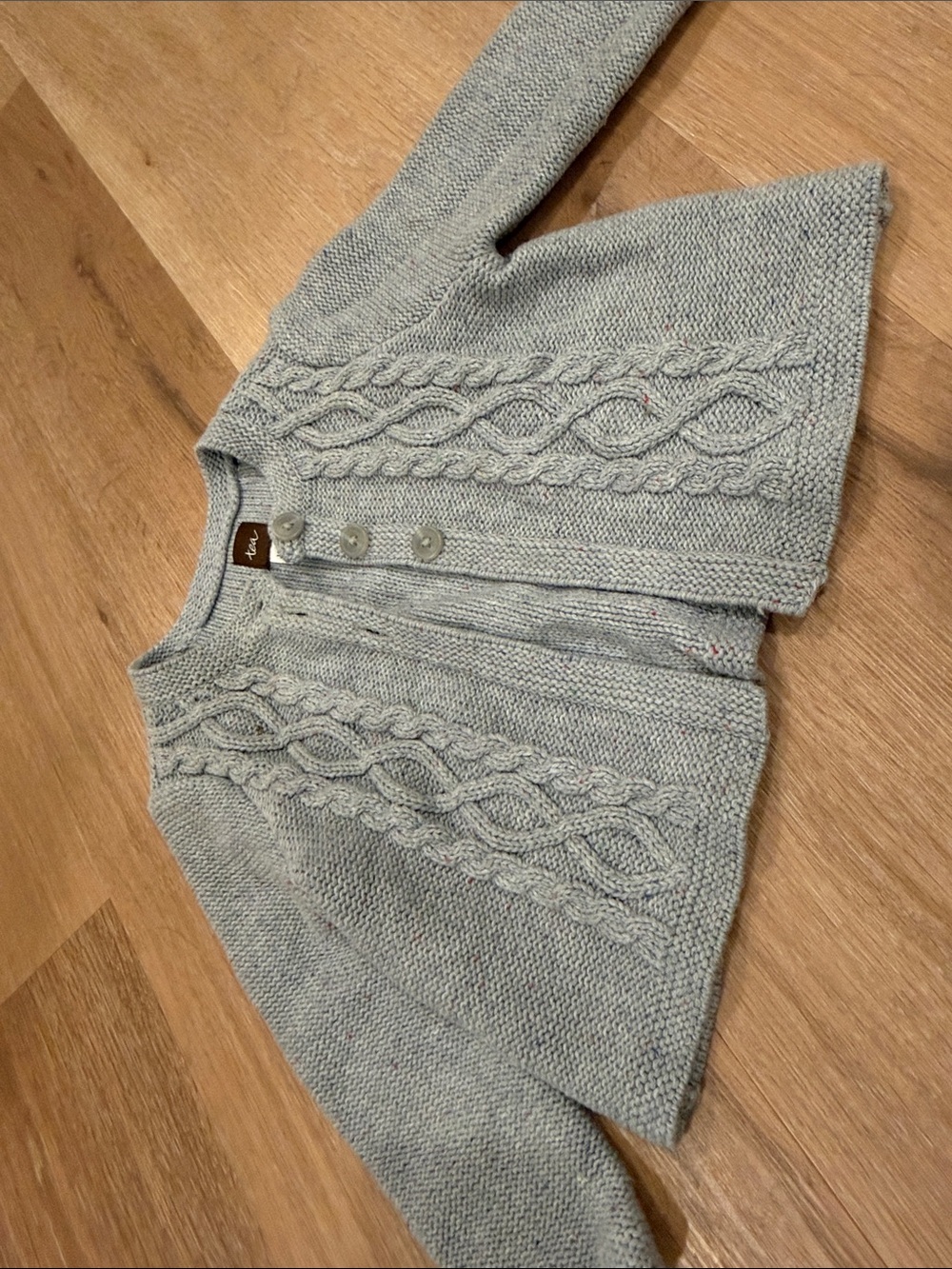 Tea Collection Gray Cable Knit Button-Up Cardigan